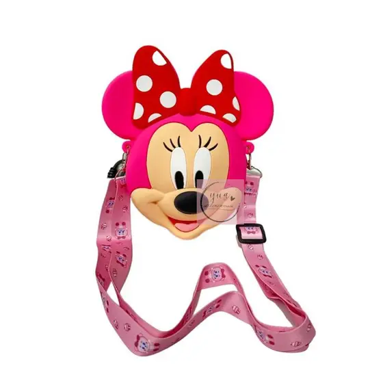 Bolsinha transversal minnie pop silicone com alça regulável