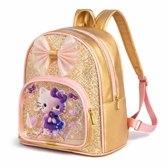 Mochila Infantil Feminina Glitter Rosa com Laço — Pequena, Fofa, Leve e Espaçosa