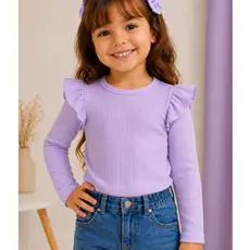 Blusa Infantil menina manga longa comprida com babado moda Outono Inverno