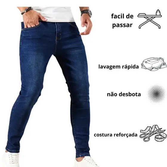 Calça masculina jeans com elastano linha premium original