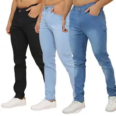 KIT Calça Masculina Azul Claro / Azul Médio / Preta – Versatilidade Total