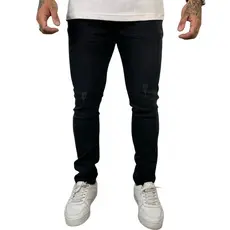 Calça Skinny Masculina Preta Rasgada Material Premium