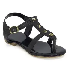Sandália Rasteira Infantil com Spikes Pirâmide Confortável Papete Casual Moda Blogueirinha Verão