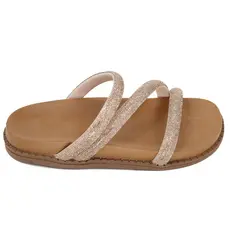 Sandália Birken Feminina Papete  3 Tiras de Glitter Brilho Strass Confortável Anatômica Moda Casual