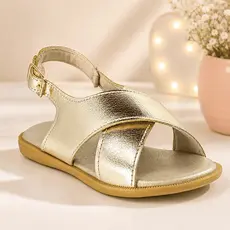 Sandália Infantil Menina X Mini Conforto Estilo Metalizada Básica Delicada Fivela Papete Criança
