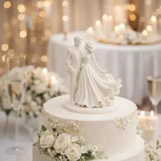 Topo Bolo Casamento Noivinhos Bodas Eventos Moderna Full Branco