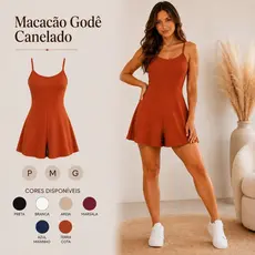 Macacão Feminino Curto Godê Ribana Canelada Alça Fina Confortável Verão