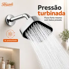 Heemli ABS Cromado Ducha de Teto - Grande área de água, 360°, pressurização, resistente, 15x10cm, fixo, eleve seu banho