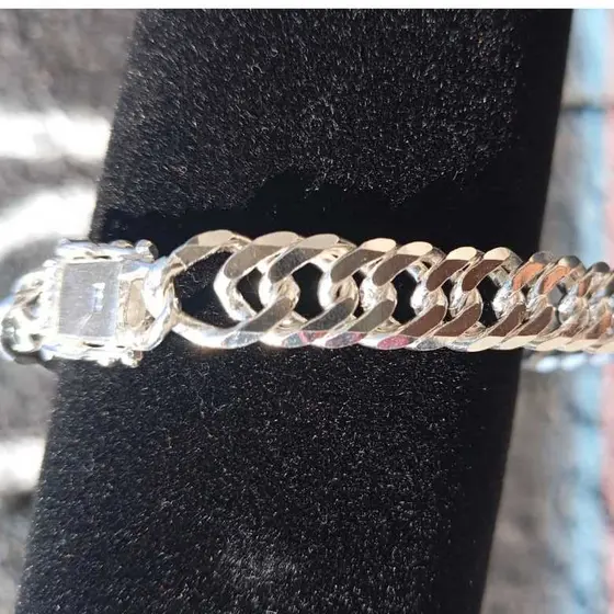 Pulseira 10mm Elo duplo Prata 925 Grossa Prata Mista 20cm Prata mista