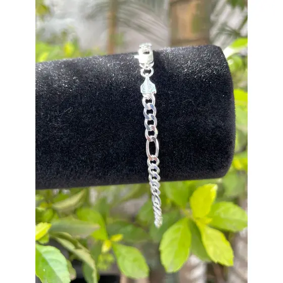 Pulseira Prata Mista 3x1 Masculina 4mm Banhado A Prata 925