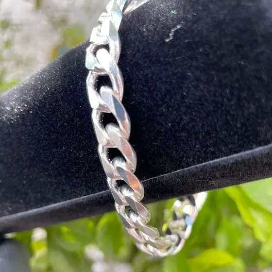 Pulseira Masculina Prata Mista 925 1x1 Grossa 10mm 20cm