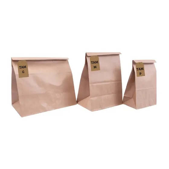 Saco De Papel 10 UNID Tam P M ou G Kraft Lisa Na Cor Pardo - Para Presente, Delivery Food