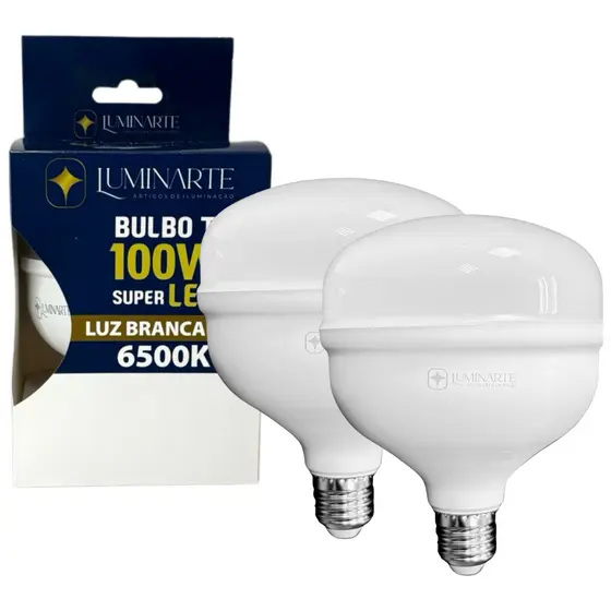 Kit 2 Lâmpadas Bulbo Led 100W 6500k Branco Frio Bivolt E27 Inmetro Econômica