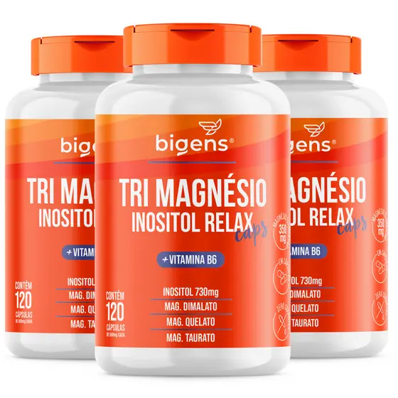 BIGENS KIT 3X TRI MAGNÉSIO INOSITOL 120 CÁPSULAS