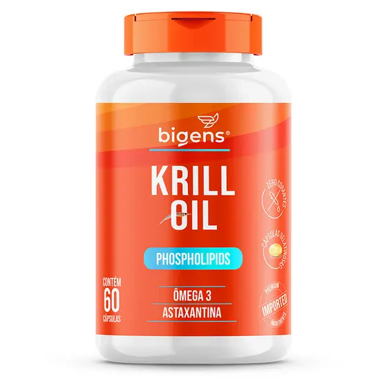 Óleo de Krill Fosfolípido Ômega 3 + Astaxantina | 60 Cápsulas | Bigens