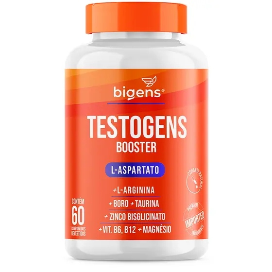 Testogens Booster 💪 | L-Aspartato + L-Arginina + Boro + Taurina + Zinco + B6 E B12 + Mag. | Bigens