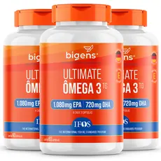 Kit 3x Ultimate Ômega 3 TG, Selo IFOS, 1.080mg EPA + 720mg DHA, 60 caps, Bigens