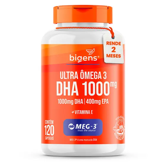 Ultra Ômega 3 Dha 1000mg, Epa 400mg Certificado Meg-3® 120 Cápsulas Bigens