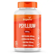 Psyllium Complex Bigens, Fibras + Quitosana + Espirulina + Cafeína Anidra + Cromo, 120 Caps, Bigens