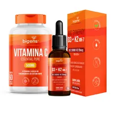 Kit Imunidade Bigens Vitamina C 500mg + Bio Synergy D3 K2 MK7 | Antioxidante e Defesa do Organismo