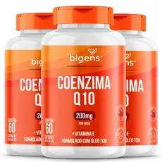 Kit 3x Coenzima Q10 200mg CoQ10 + Vitamina E - 60 Cápsulas Alta Concentração Bigens