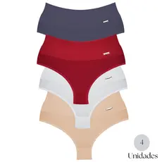 Kit Com 4 Calcinha Segura Barriga Zero Barriga Calcinha Cós Alto Modeladora Poliamida Slim