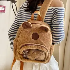 Mochila pelúcia capivara adorável infantil aconchegante