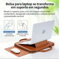Bolsa para Laptop Resistente de Couro PU 13 a 16 Polegadas com Suporte Prático