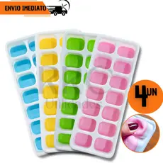 Kit 4 ou 2 Formas de Gelo Fundo de Silicone Fácil Remoção Cubeteira Molde Bandeja Base Flexível