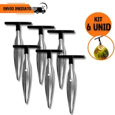 Furador de Coco Kit 6/ 4 ou 2 Abridor de Coco Aço Inox Profissional Resistente Manual Prático Praia