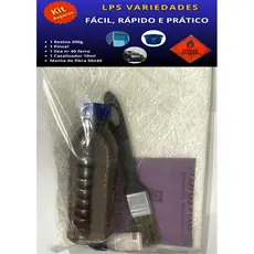kit Reparo Fibra de Vidro Com Manta Resina Pincel Lixa Catalisador Completo