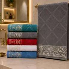 Kit 5 Toalhas de Rosto Jacquard Macia Lindas Cores - Esmeralda