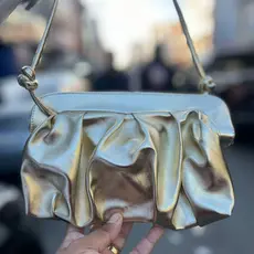 Bolsa Nuvem Clutch Com Alça De Ombro Estilo Enrugado