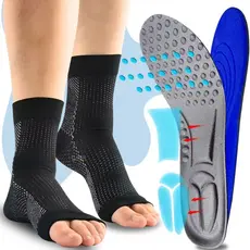 Meia de Compressão Para Má Circulação Varizes + Palmilha Ortopédica Macia Para Dores Nos Pés