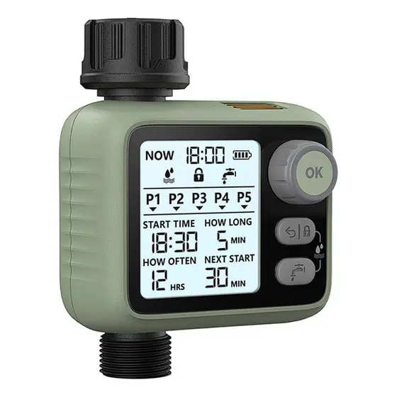 Temporizador de Irrigação Automático com Sensor de Chuva | LCD Iluminado e Programável | Para Jardim e Horta