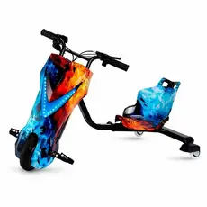 Carro de deriva grande com guiador de freio, guiador contínuo, triciclo elétrico LED Bluetooth, 3 velocidades, Bluetooth