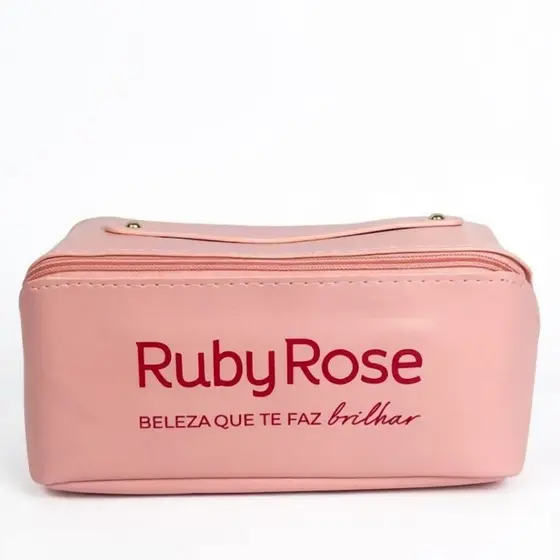 Necessaire Rosa Ruby Rose Organizadora de Maquiagem Cosméticos Acessórios Bolsa Feminina Prática e Compacta