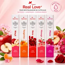 Óleo Hidratante para Cutículas e Unhas Real Love Revitalizador Nutrição Maciez e Cuidado Diário Manicure 3ml