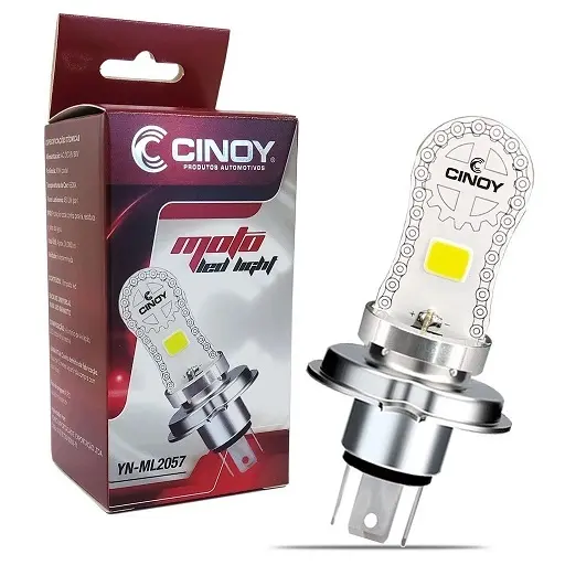 Lâmpada Led H4 Para Moto 6500k 1000Lm 10W Corrente Continua e Alternada 48 Leds