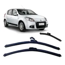 Kit 3 Palhetas Limpador De Parabrisa Dianteiro + traseiro Renault Sandero 2007 2008 2009 2010 2011 2012 2013 2014