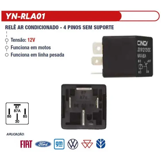 Rele Auxiliar Reversor 4 Pinos 12 Volts 70 Amperes 2 Dentão / 12v 70A - 1 Unidade Cinoy