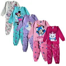 Kit 4 peças pijama infantil menina 2 blusas e 2 calças roupa de dormir longo meia estação estampado infantil feminino