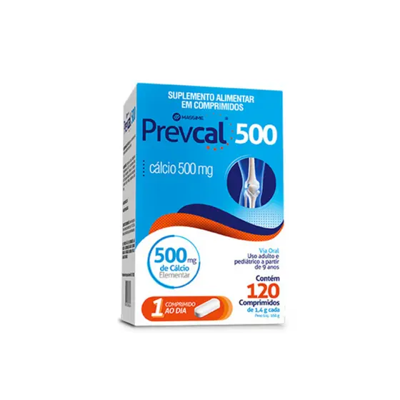 Carbonato De Cálcio 500mg Prevcal 120 Comprimidos - Cálcio Elementar - Massime