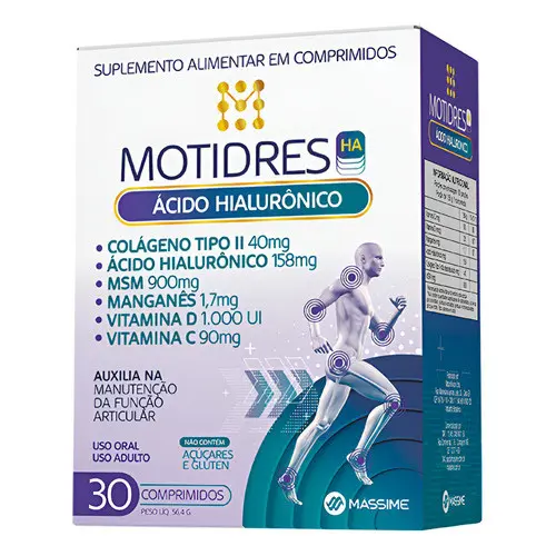 Motidres MSM, Colágeno Tipo 2, Ácido Hialurônico 30 Comprimidos - Massime