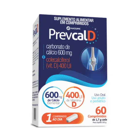 PREVCAL D 60 CPR - 600mg + 400UI CÁLCIO + VIT D3 - MASSIME