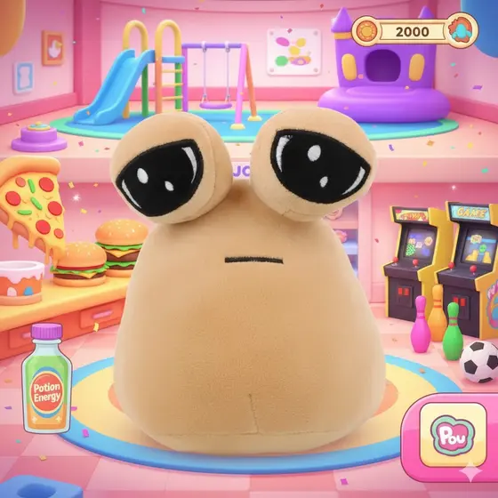 Pou de Pelúcia Boneco De Pelúcia Pou EM PÉ 20 cm Bege