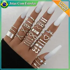 22 Pçs Vintage Prata Anel Conjunto Para Mulheres Jóias Femininas Conjunto De Anel De Dedo Jóias Presente