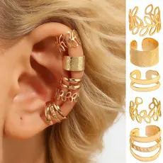 5 Peças Conjunto De Brincos Retr Dourados Clipes De Orelha Brincos Cl Ssicos Elegantes Para Mulheres Joias