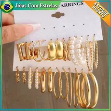 Conjunto Elegante Brinco Com Argola De Ouro Coração Borboleta Brincos De Pérola Para Mulheres Joias Acessórios