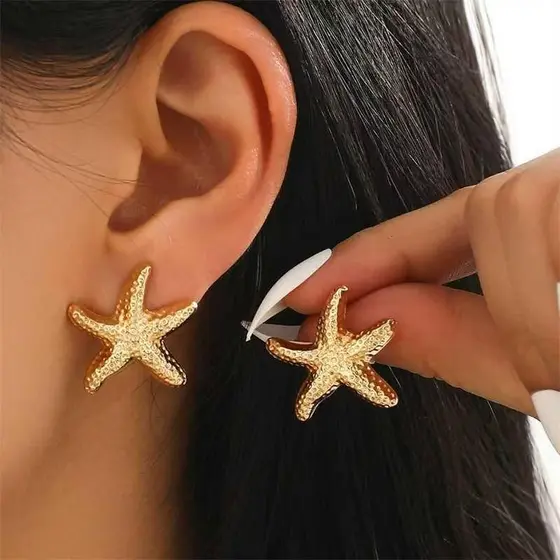 Brincos de estrela simples estilo brinco de estrela-do-mar para férias na praia presentes de joias femininas